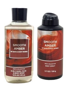 Bath & Body Works Men Smooth Amber Set Body Wash & Spray New